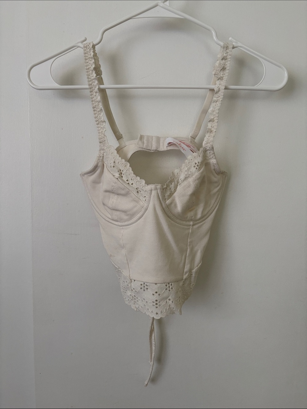 Colsie S Cream Eyelet Corset Bralette